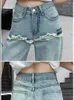 Frauen Jeans Frühling Sommer Langes Hosen Frauen Brief Stickerei Patchwork Fashion Ladies Hosen koreanische losen lässige plissierte Frauenhose