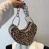 Shoulder Bags Sexy Leopard Heart-shaped Underarm For Women 2024 Luxury Female Designer Handbags Fashion Leather Chain Clutch Bag
