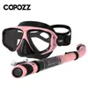 Copozz Scuba Máscara de mergulho Conjunto de óculos anti -nevoeiro com óculos de snorkel Tubo Ajusta ajustável para homens Máscara de natação adulta 240409