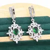 Green Emerald 925 Serling Silver Bijoux Ensemble pour les femmes Boucles de mariage Boucles d'oreilles Collier Ring Pendante Cadeau d'anniversaire 240419