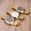 Wristwatches 2024 New Brand 3 Eyes Gold Geneva Casual Quartz Watch Women Stainless Steel Dress Watches Relogio Feminino Ladies Clock Hot Sale 240423