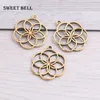 Charms SWEET BELL 20PCS 25 30mm Metal Alloy Two Color Flower Pendants For Jewelry Making DIY Handmade Craft