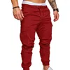 Men's Pants Men Skinny Cargo Solid Color Pockets Drawstring Ankle Tied Sports Running Gym Fittness Training Clothing