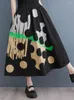 Юбки в горошек припечаток черный винтажный юбка с высокой талией Женщины летняя осень корейская мода свободная повседневная одежда 2024