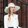 Berets Lady Designer Oryginalne Fedoras White Hat Female Summer Shade Linen Suncreen Cap szeroki Brim B-8189