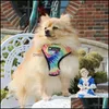 Dog Collars Leashes Dog Harness And Leashes Set Soft Air Mesh Adjustable Dogs Harnesses Cute Printed Step-In With Neck Padded For Sm Dh0Gd