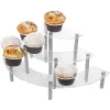 Racks halbkreisförmige 3 Ebenen Acrylanzeige Rack Dessert Mini -Kuchen Mini -Figuren Figuren Cupcake Make -ups Lagerhalterregal