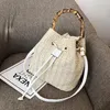 Drawstring Female Summer Handmade Woven Shoulder Messenger Bags Women Straw Bucket Bag Ladies Shopping Purse Beach Handbags