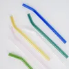 20cm Reusable Glass Drinking Straws Eco Borosilicate Clear Colorful Bent Straight Straw For Milk Cocktail