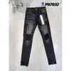 Designer Purple Men Black Stretch Elastic Skinny gescheurde jeans knoppen vliegen hiphop merkbroeken jeans voor dames witte zwarte broek