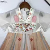 Brand Baby Skirt Hanfu Deer Pattern Print Princess Dress Size 90-140 cm Kids Designer Complement Summer Girls Partydress 24April