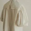 Bluzki kobiet Neploe Hollow Out Odkręć przycisk kołnierza długie Latarnie Białe koszule Japończyka All Match Blusa 2024 Office Lady