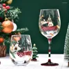 Verres à vin Accessoires cadeaux de Noël tasses en verre peint rouge et bière avec motifs