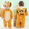 Endelar tecknad flanell baby rompers unicorn kanin panda pajamas bomull baby pojke flickor djur kostym baby jumpsuit kigurumi outfit