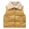 Set Winter Wool Kids Boys Spädbarn Girl Kläder Småbarn Tjockna fast färg TurnDown Collar Down Vest för 18 Y Kids Girls kläder