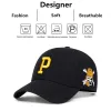 Softball P Lettre côté pirate broderie Cap de baseball Hommes Femmes Femme Spring Summer Sun Suns Cotton Snapback Hat Unisexe Hip Hop Trucker Caps