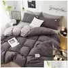 Bedding Sets Bedding Sets Home Textile Solid Color Duvet Er Pillow Case Bed Sheet Ab Side Quilt Boy Kid Teen Girl Linens Set King Quee Dhens