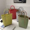 Hylhexyr Ins Plastic PP Hand Woven Beach Bag Vegetable Basket Bags Straw Shopping Tote Carry Handbag 240418