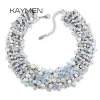 Halsband Kaymen Handmade uttalande halsband för kvinnor mode kristall pärlstav stickande chunky krage chokers costuem smycken dropshipping