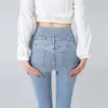 Frauen Jeans Skinny Bleistift Frauen vier Knöpfe Vintage High Taille Slim Stretch Jeanshose enge Hosen 2024