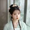 Sets Forseven chinesische Haarzubehör Frauen Blüten Perlen Haarnadeln lange Quasten Kopfstücke Stäbchen Haare Kammbrautschmucksets