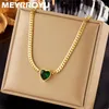 Pendant Necklaces MEYRROYU 316L Stainless Steel Simple Necklace Green White Zircon Collar For Women Jewelry Collier Acero Inoxidable Mujer