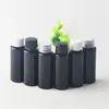Lagringsflaskor 35 ml svart husdjur mini/prover flaska med plastlock reducerare eterisk olja/vätska/fuktighetskräm/ansiktsvattenbehållare