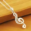 Pendant Necklaces Silver Color Crystal Elegant Musical Note Necklace For Women Luxury Fashion Wedding Accessories Jewelry Gifts