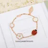 High -end sieradenarmbanden voor Vancleff dames v goud dik vergulde 18k roségoud zeven Ladybug armband voor meisjes met geavanceerd gevoel Klein en luxe streaming 1to1