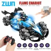 Cars ZWN F1 RC Drift Car With Music Led Lights 2.4G Radio Double Remote Control Spray Stunt Cars 4WD Electric Toys for Children