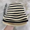 Berets Striped Woven Women Sun Sun Spring été coréen Fashion Bucket Backet Femme Femme pliable Extérieur voyage Fishmen Panama