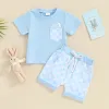 Stelt Mababy 018m Pasen Pasen Pasgeboren baby peuter Baby Girl -kleding Sets Sets Bunny Plaid Print T -shirt + Shorts Casual Summer Outfits