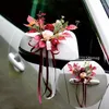 Party Decoration 4PCS Artificial Flower Outdoor Car Mirror Door Romantic Floral Wedding Decor Ribbon Fake Supplies