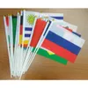 32PCSハンドホールドナショナルフラッグスティック国際世界の国の旗バーパーティーの装飾のためのバナーウェイブウェイブ32国240416