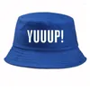 Beralar Yaz Kapağı Tarzı Komik Yetişkin Yuuup! Baskı Şapkası Avlanması Balıkçılık Açık UNISEX FISHERMAN