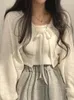Tricots féminins Cardigan blanc Femmes Summer Suncreen Suncorn Lace-Up Trickear Tops Lady Korean Style Casual Lantern Sleeve Soleil Protégé