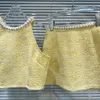 Arbeitskleider 2024 Sommer Klassiker Stil Perlenperlen Kragen Camisole Tweed Rock -Outfit Zweites Sets für Frauen