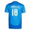 2024 home away soccer jerseys 24/25 SCAMACCA IMMOBILE CHIESA RASPADORI JORGINHO BARELLA BASTONI VERRATTI Maglia italiana national team football shirts