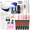 Kits Coscelia Kit Building Kit 6pc Poly Nail Gel 36W Lámpara de uñas y limpiadores más para remojar el juego de arte de uñas DIY DIY