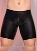 Sexy PU Leopard Print Men Clothing Tights Male Clothes U Bulge Pouch Pants Shorts Gym Boxer Man Shapewear Lift Butt