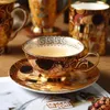 Gustav Klimt Bone China Coffee Cup Set Luxe porseleinen theekop Caffe Mok met deksel Cover Tashery Wedding aanwezig Home Decor 240418