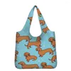 Sacs à provisions Nopersonality Eco épaule Pouche de teckel Dog Femmes imprimées TRENDY Rangement Hand Ladies Large Tote Pliage Bag