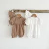 Set abiti da bambino per neonati set neonato di cotone solido pagliaccio 2pcs gomanper + cappello outfit estate bambina abbigliamento 03y