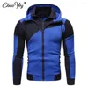 Heren Jackets Autumn Men Hoodies Patchwork Zipper Fleece Fashion Fashion Casual Solid Color Streetwear Male Sweatshirt Jacket Groothandel Drop