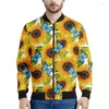 Heren Jackets Fashion Sunflower Patroon Zipper Jacket voor mannen 3D Gedrukte planten Floral Sweatshirts Street lange mouwen oversized jassen