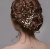 ヘアクリップ3pc /セットピン女性のための装飾ウェディングアクセサリーガールズステージハンドウーブンフラワーヘッドドレスヘッドピース