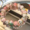 Kralen Harajuku Cherry Blossom Flower Bracelet for Women Fashion Elegant Sakura Crystal Glass kralen Bracelet Girl Party Sieraden Geschenk 240423