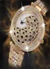 Fashion missfox bling occasionnel dames femelles quartz gold watch cristal diamond léopard pour femmes horloge 2012166032749
