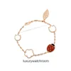 High -end sieradenarmbanden voor Vancleff dames v goud dik vergulde 18k roségoud zeven Ladybug armband voor meisjes met geavanceerd gevoel Klein en luxe streaming 1to1