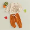 Sets Mababy 03y Halloween Neugeborenes Kind Baby Jungen Mädchen Kleidung Sets Kürbisbrief Druck Langarm Tops Hosen Kleinkind Outfits D05